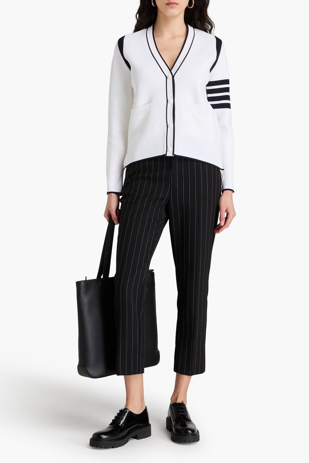 THOM BROWNE Striped knitted cardigan