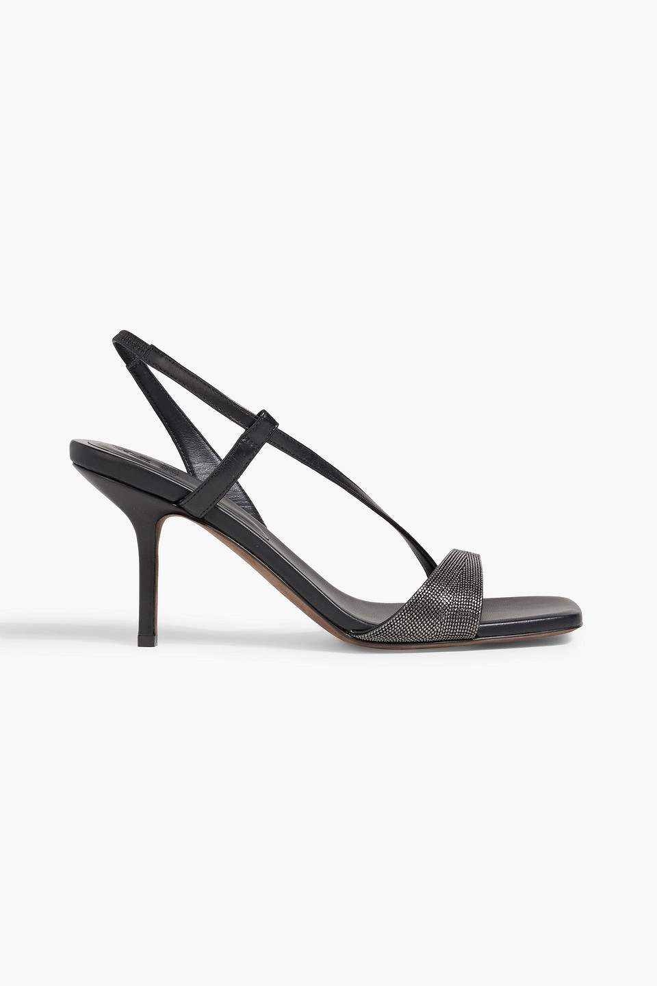 Bead-embellished leather slingback sandals
