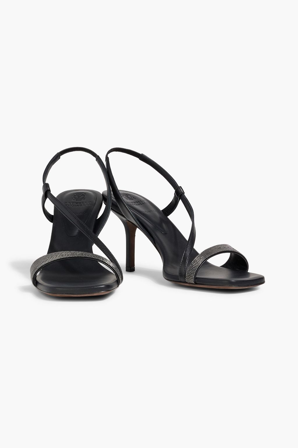 BRUNELLO CUCINELLI Bead-embellished leather slingback sandals