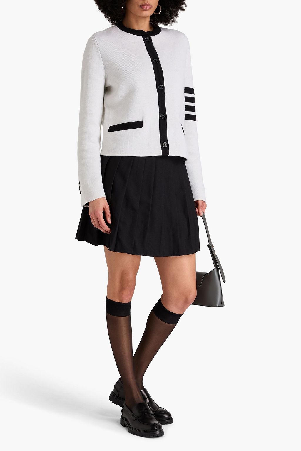 THOM BROWNE كارديغان مخطط من مزيج الصوف