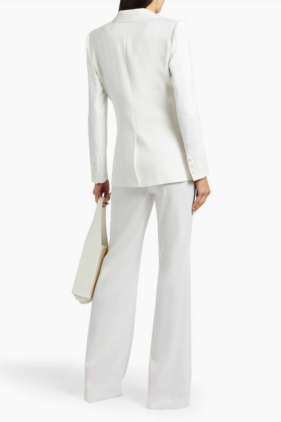 Alice And Olivia Blake Satin-crepe Blazer In Off-white