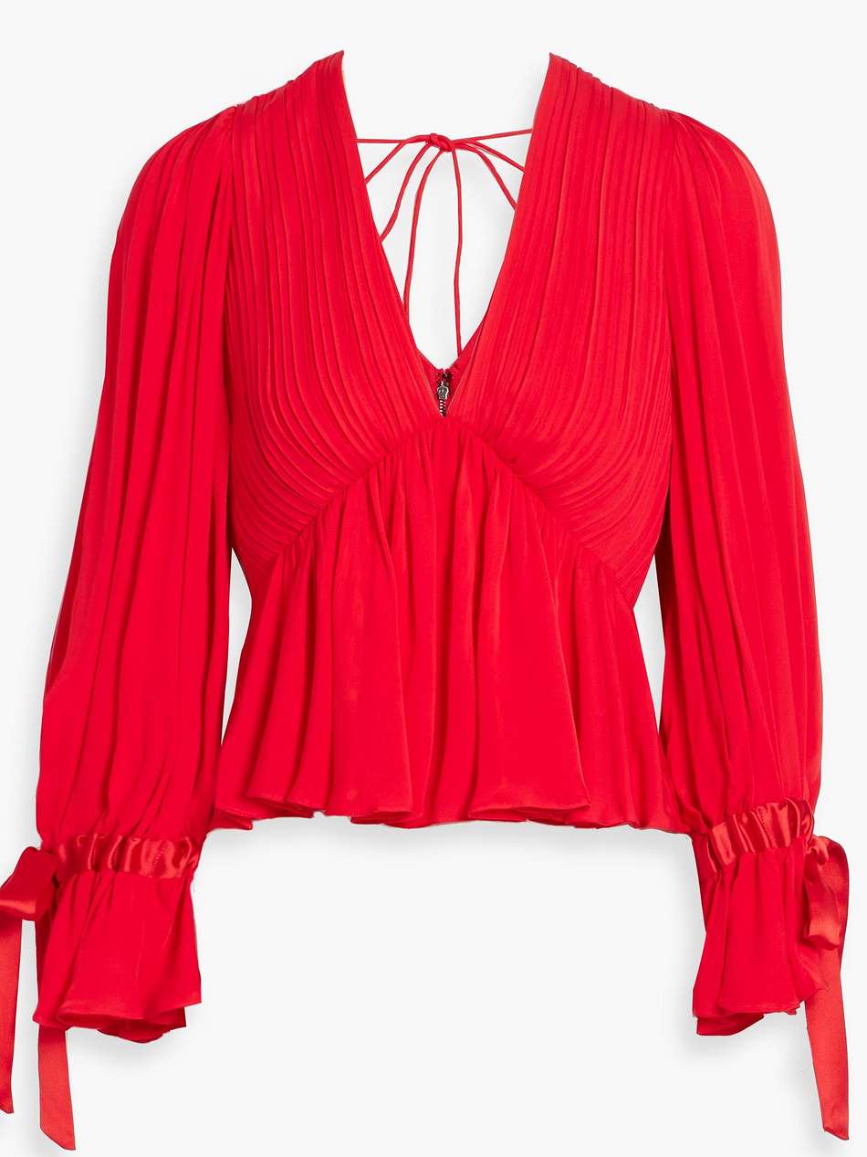 clarissa pleated crepe de chine blouse