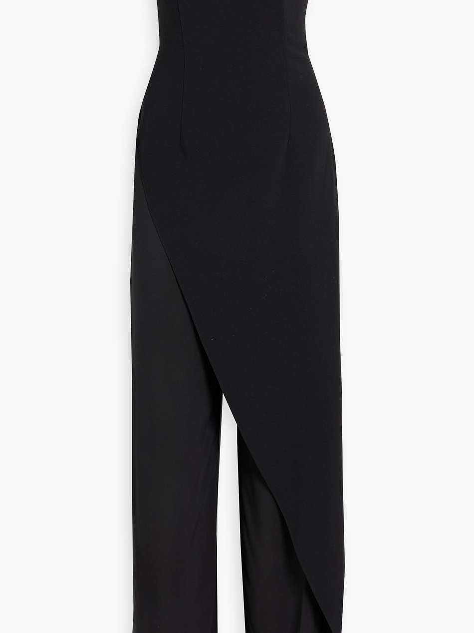 alondra strapless asymmetric crepe and charmeuse jumpsuit