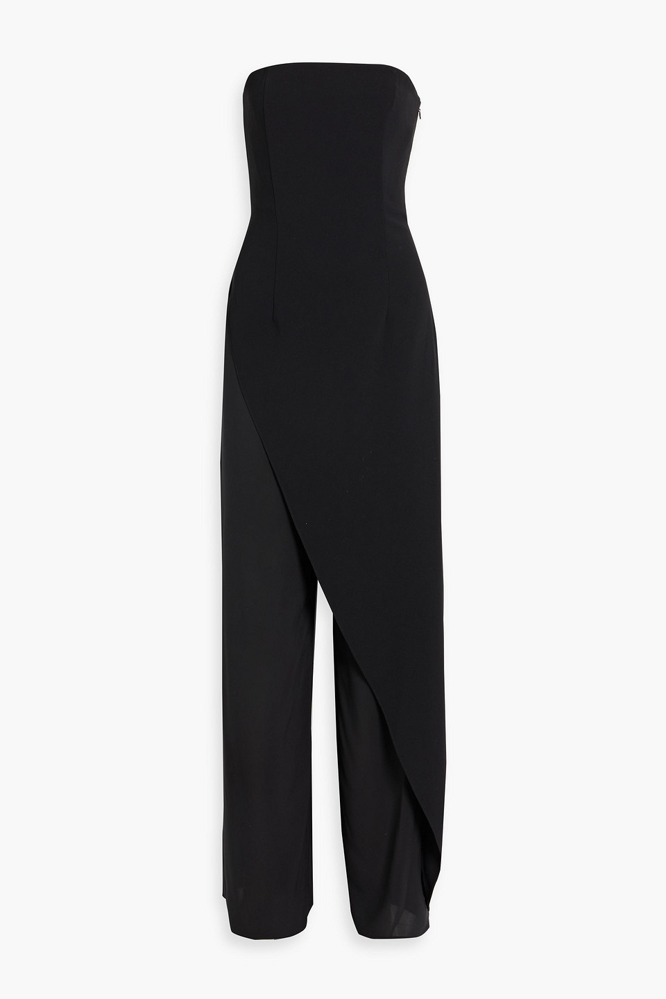 Alondra strapless asymmetric crepe and charmeuse jumpsuit
