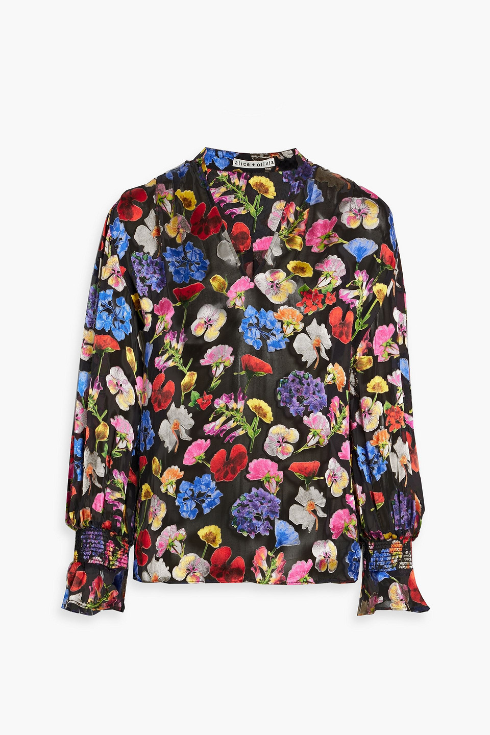 Onica floral-print fil coupé chiffon blouse