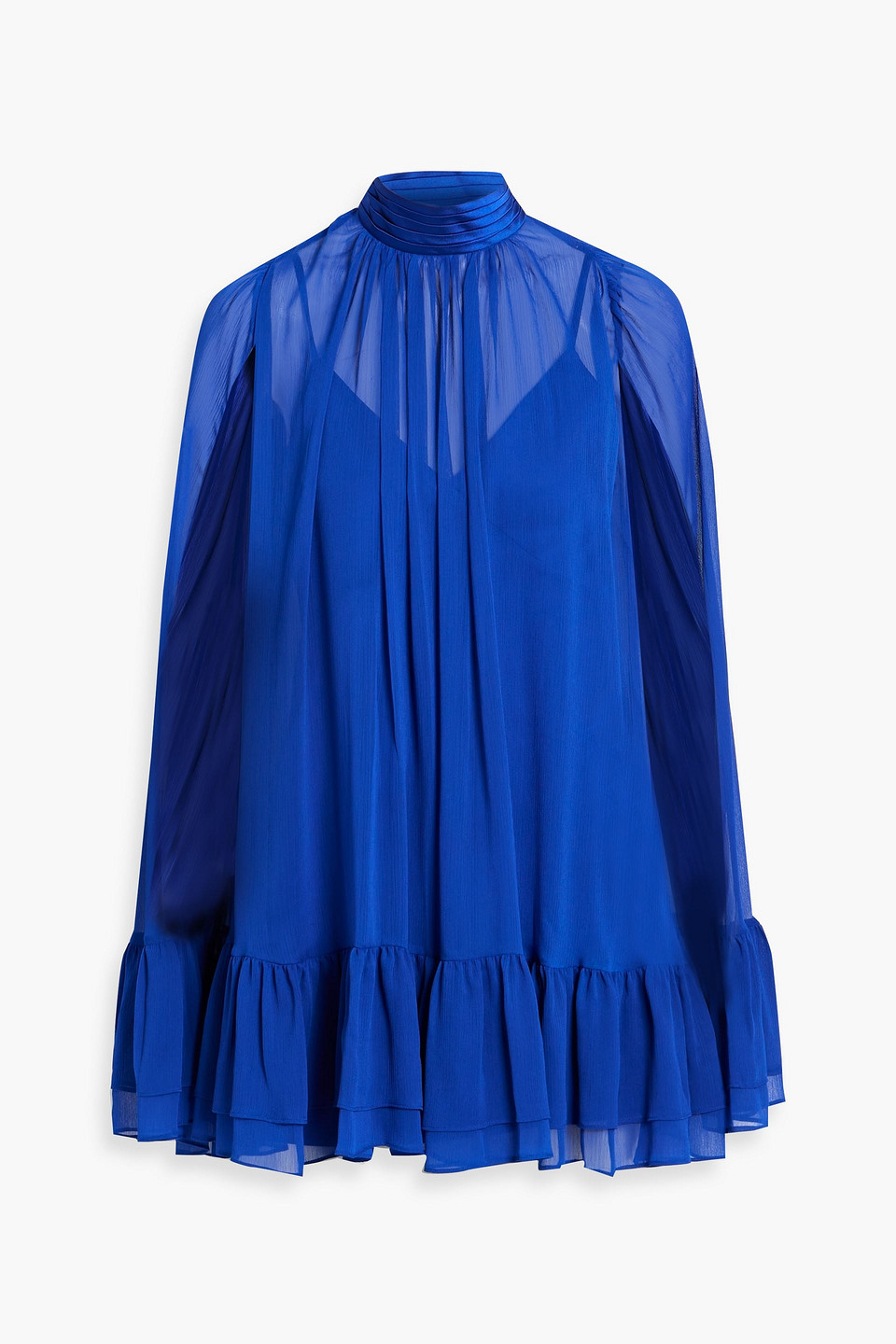 Alice And Olivia Zenon Tie Neck Cape Mini Dress In Royal Blue In Royal Blue