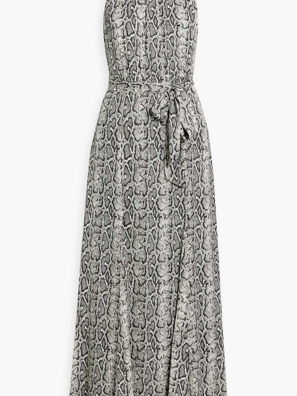 dita belted snake-print crepe de chine maxi dress