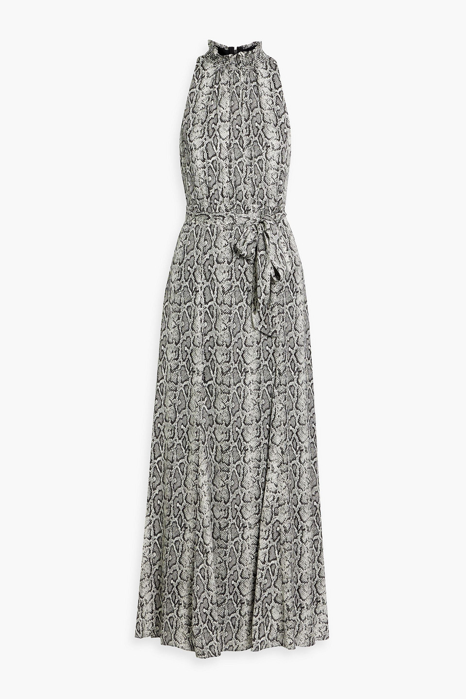 Alice And Olivia Dita Belted Snake-print Crepe De Chine Maxi Dress In Animal Print
