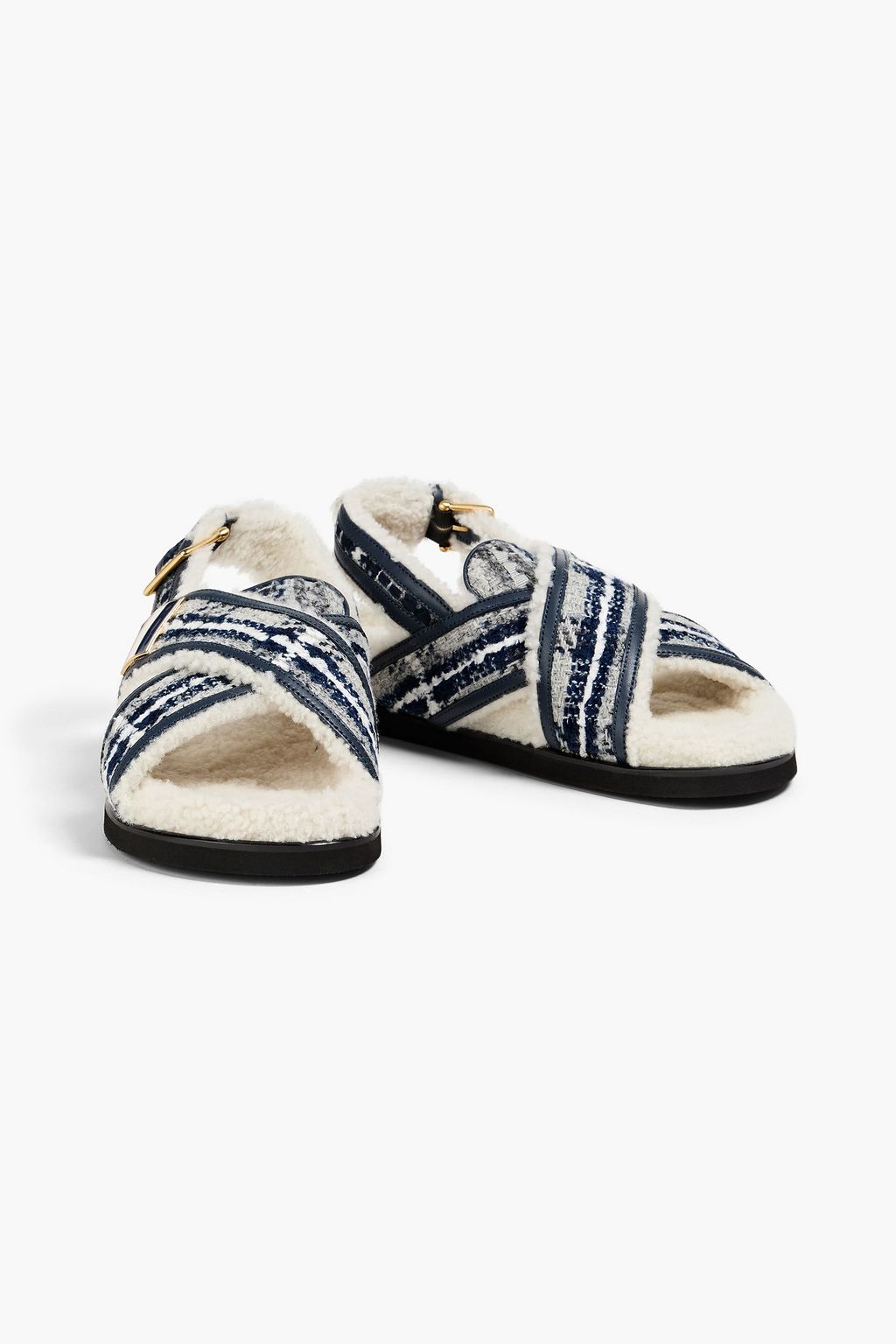 THOM BROWNE ブークレ スリングバックサンダル ムートン裏地付き