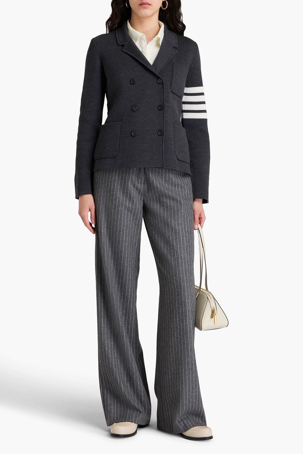 THOM BROWNE Double-breasted striped wool-blend blazer