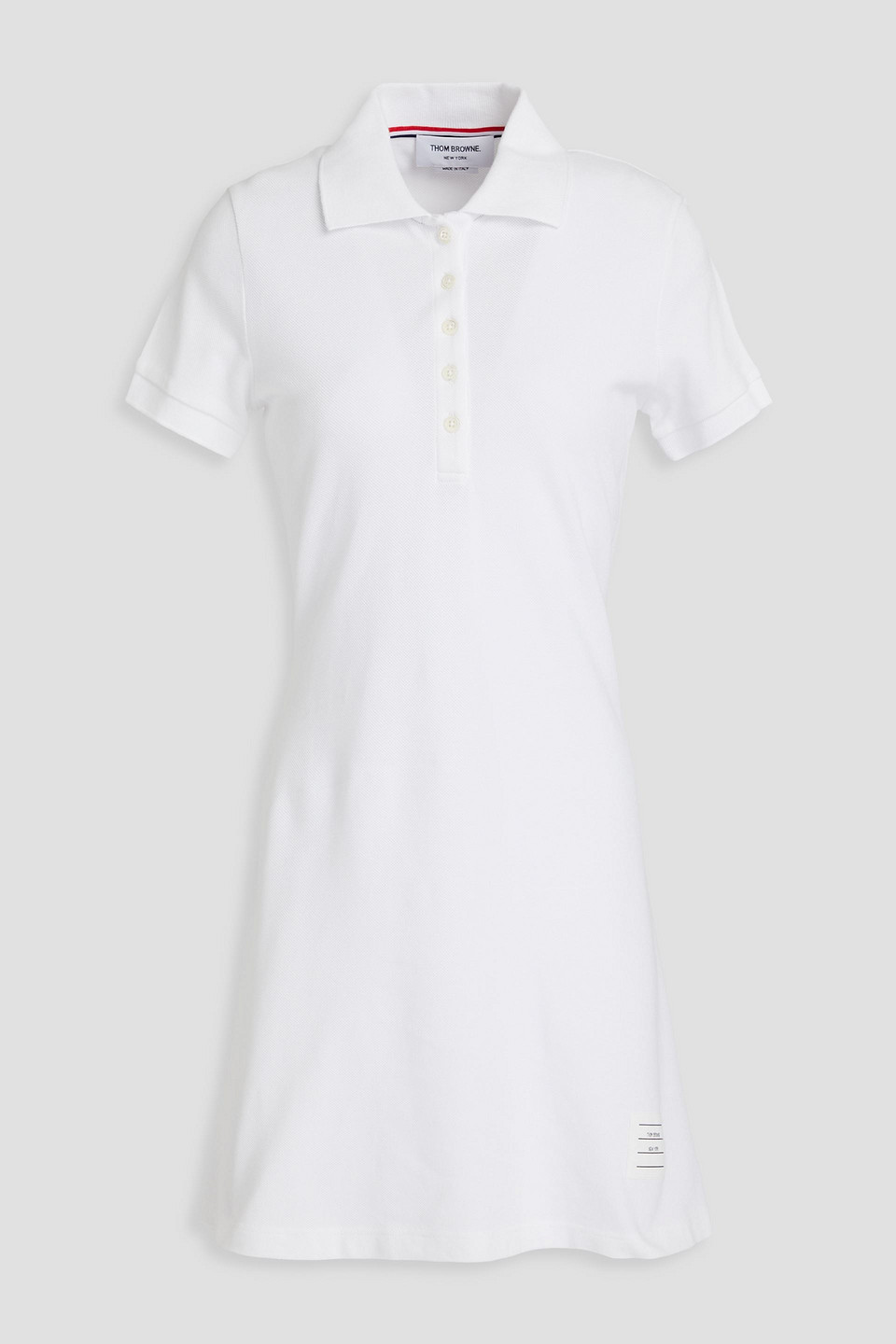 thom browne - cotton-piqué mini shirt dress - white - it 42