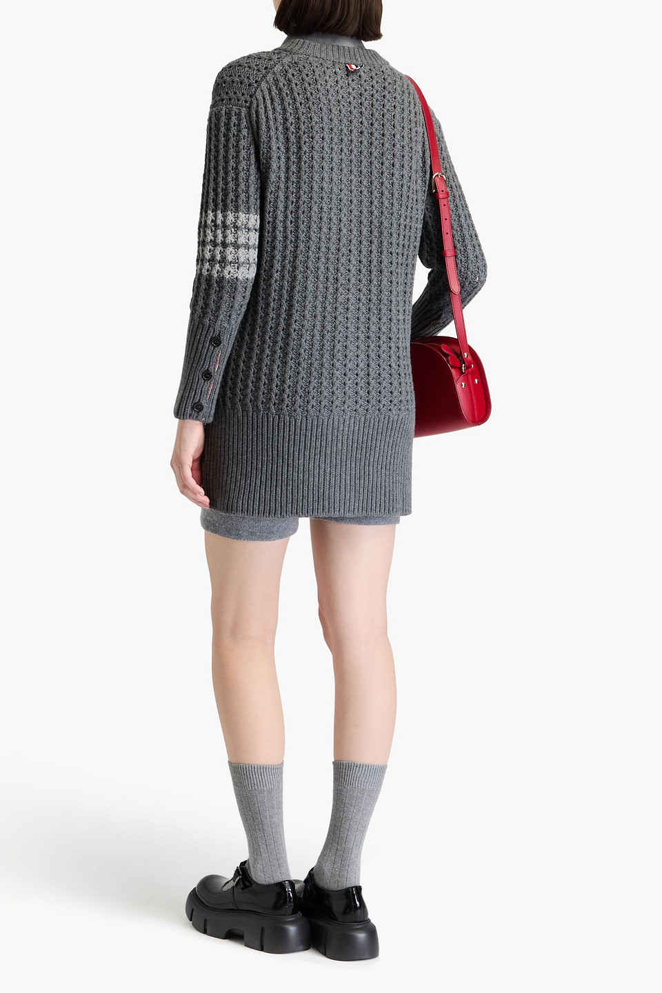 Thom Browne Pointelle-knit Wool Cardigan In Anthracite