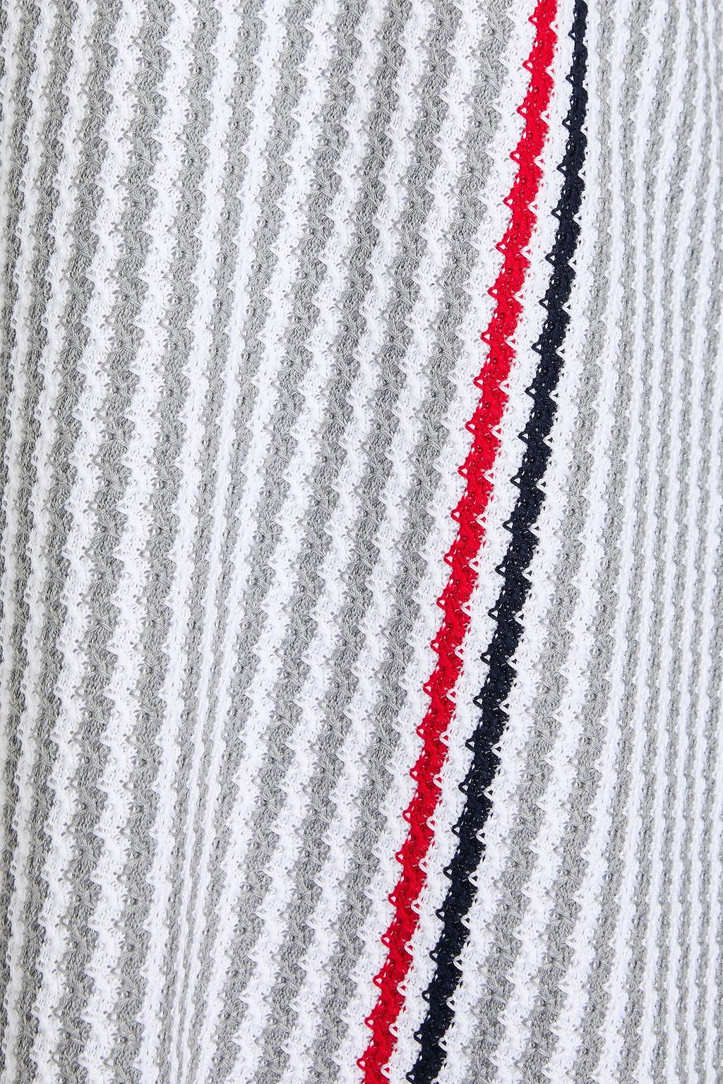 THOM BROWNE Striped jacquard-knit cotton mini shirt dress