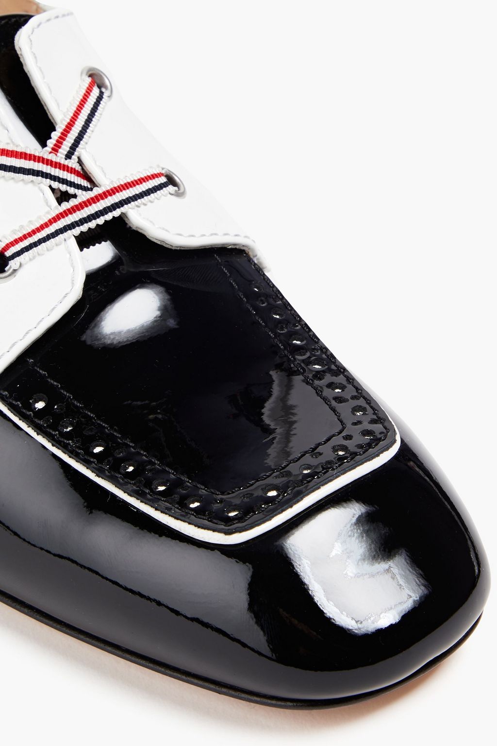 THOM BROWNE Perforated patent-leather loafers