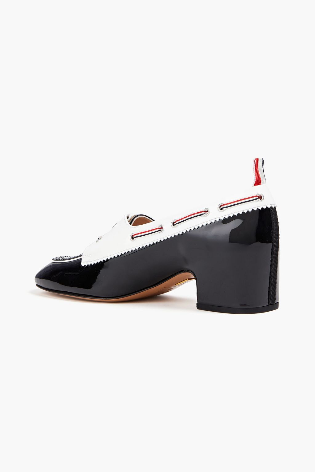 THOM BROWNE Perforated patent-leather loafers
