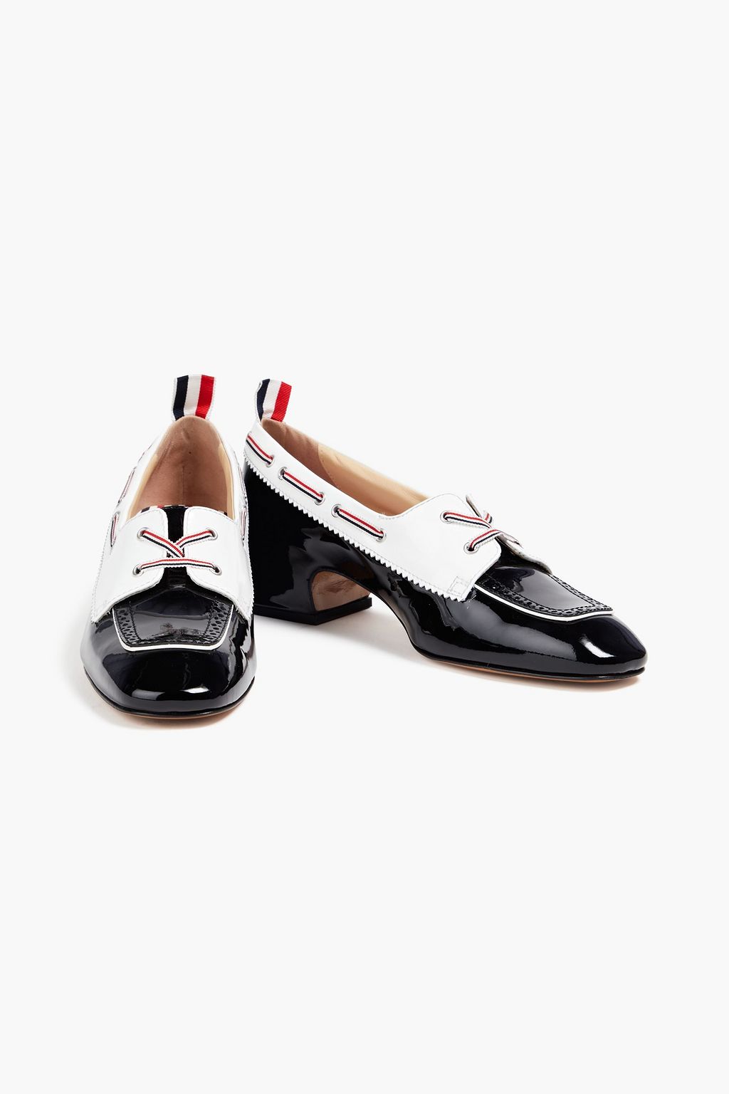 THOM BROWNE Perforated patent-leather loafers