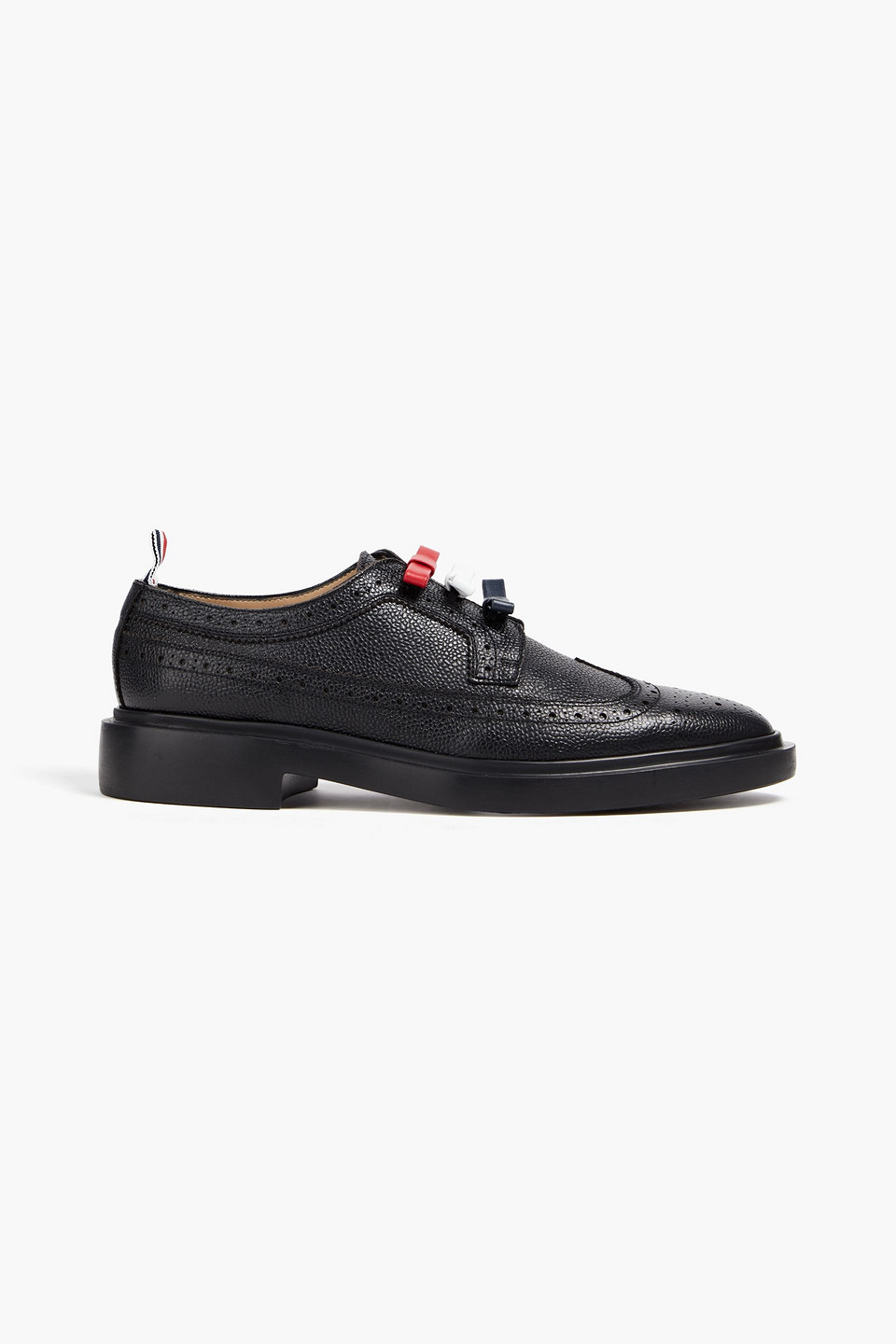 Thom Browne Bow-detailed Pebbled-leather Brogues In Black