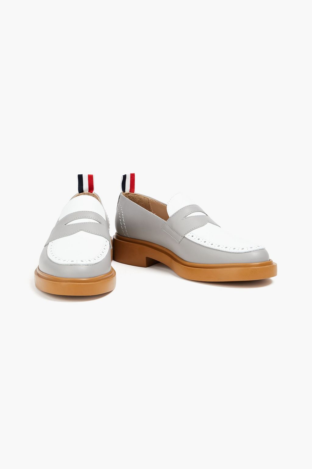 THOM BROWNE Two-tone leather loafers