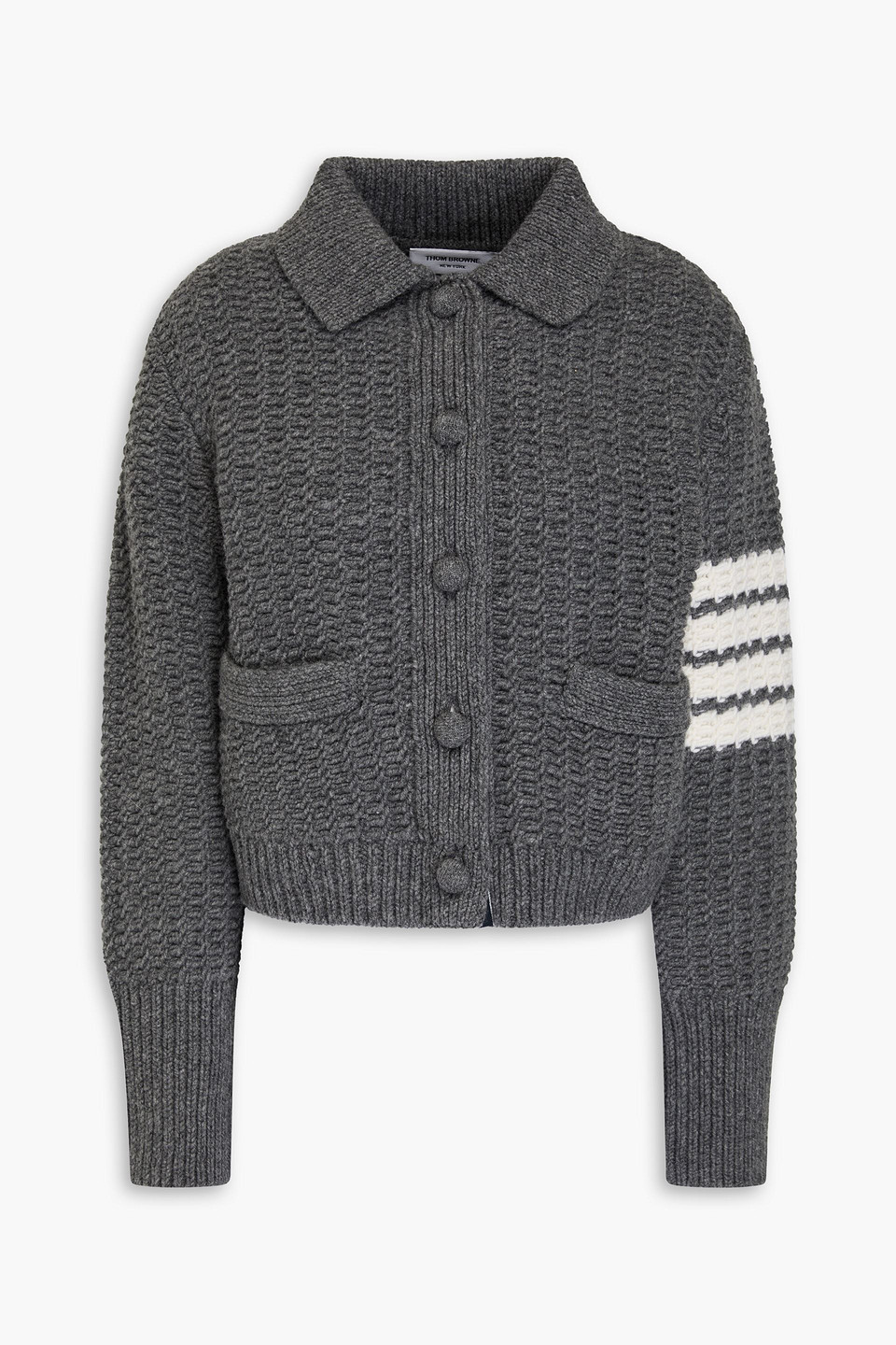 Thom Browne Cardigan Aus Wolle Mit Streifen In Dunkelgrau