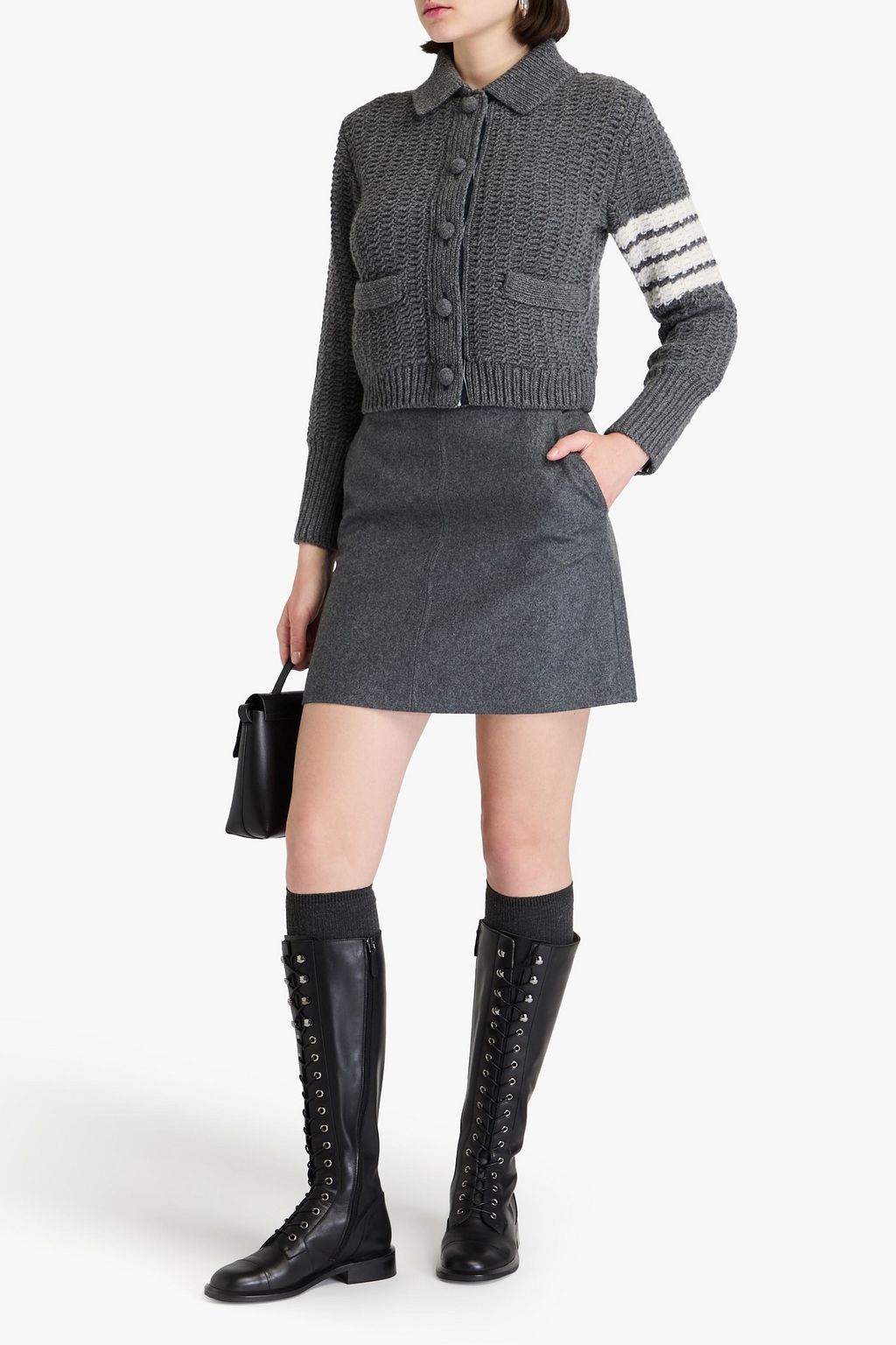 THOM BROWNE 스트라이프 울 카디건