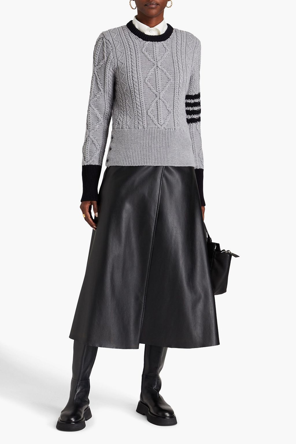 THOM BROWNE Cable-knit wool sweater
