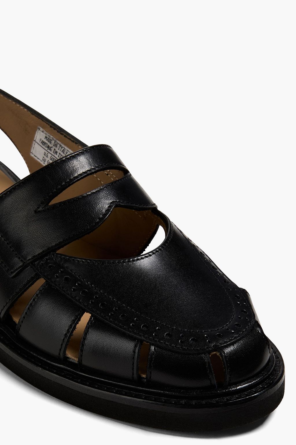 THOM BROWNE Laser-cut leather slingback loafers