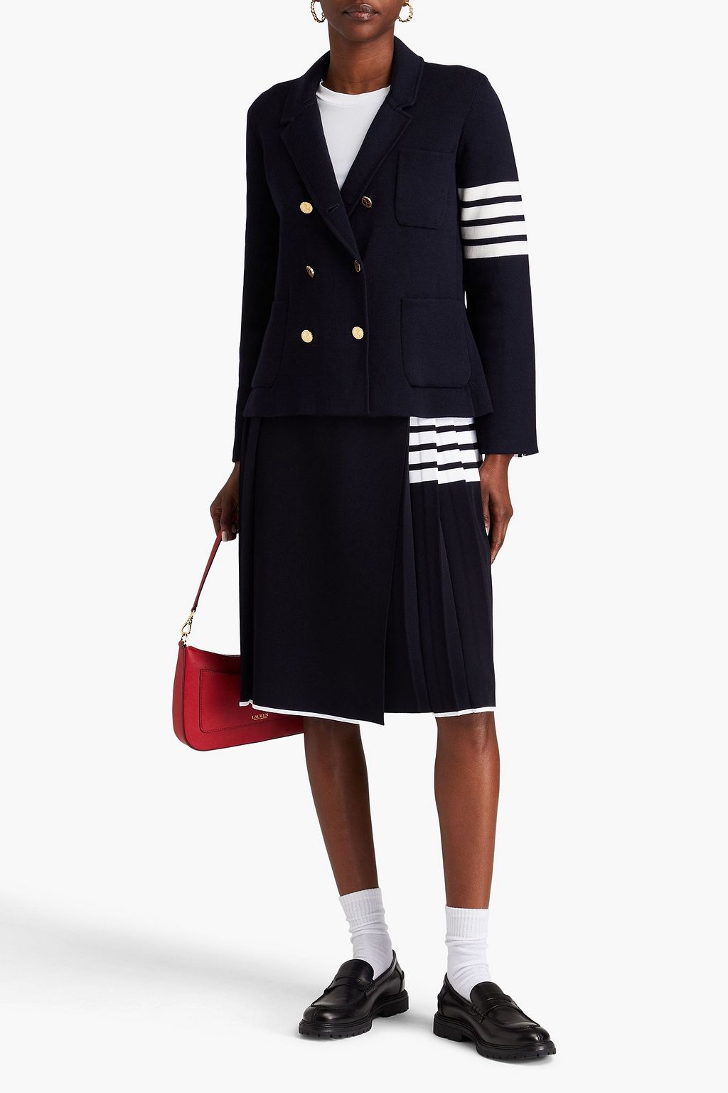 THOM BROWNE Double-breasted striped wool-blend blazer