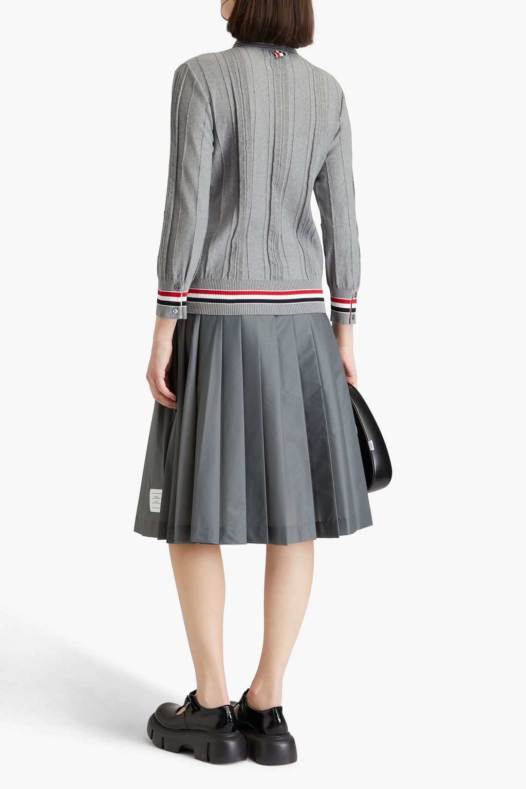 THOM BROWNE كنزة رياضية مخططة من القطن المحبوك من الجاكار