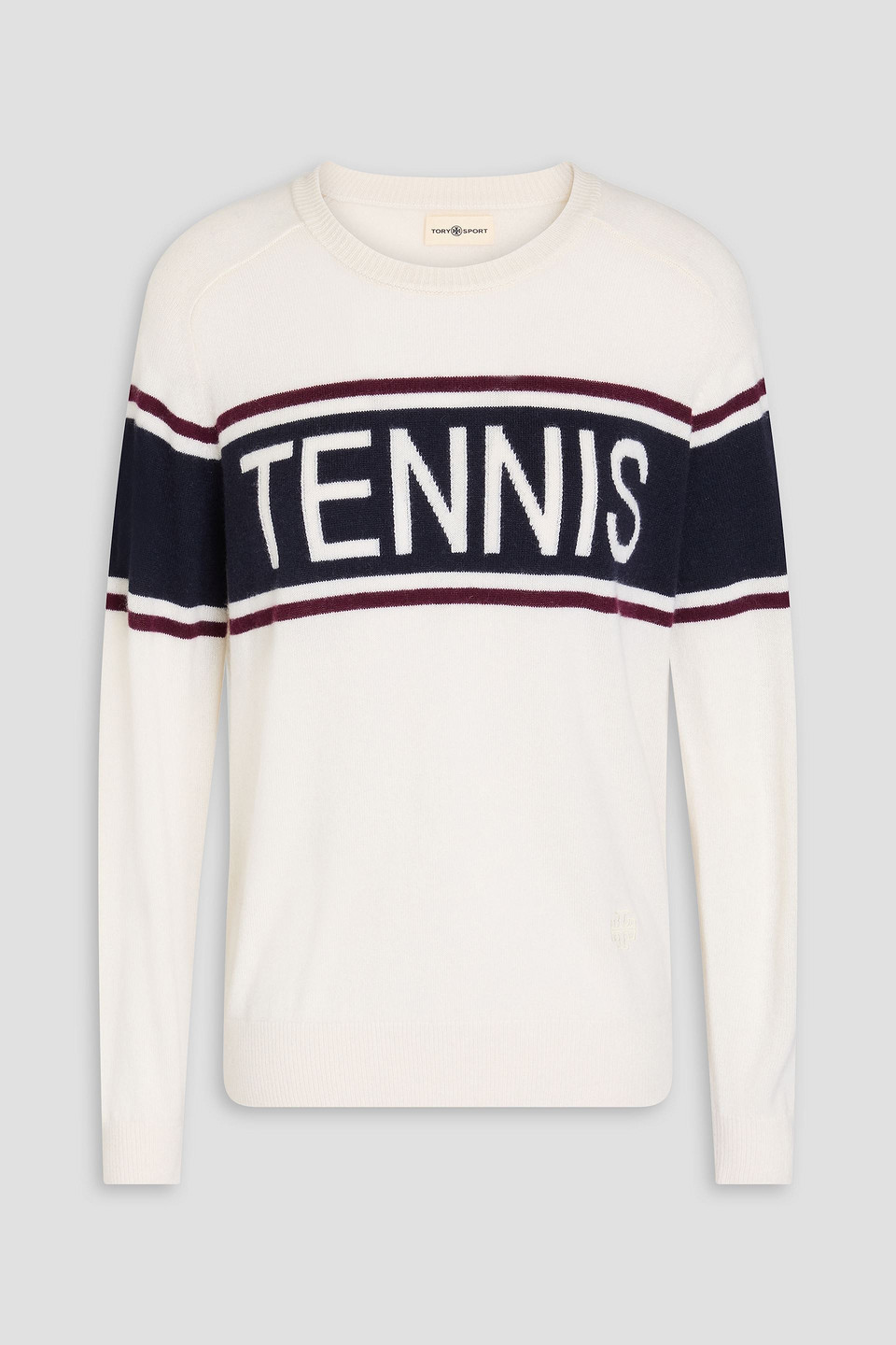 Tory Sport Jacquard-knit Cashmere Jumper In Ivory