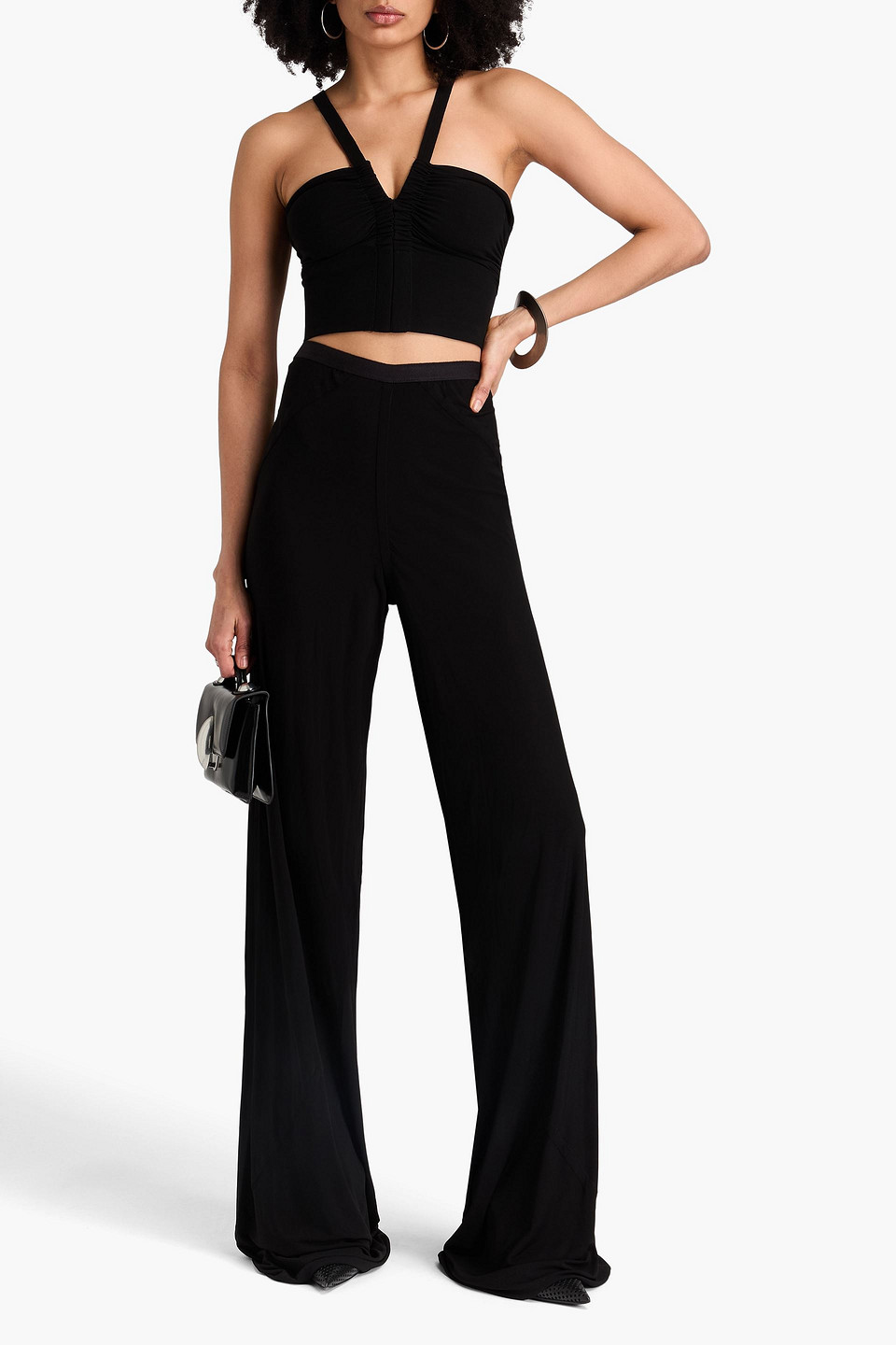 Rick Owens Cotton-jersey Wide-leg Pants In Black
