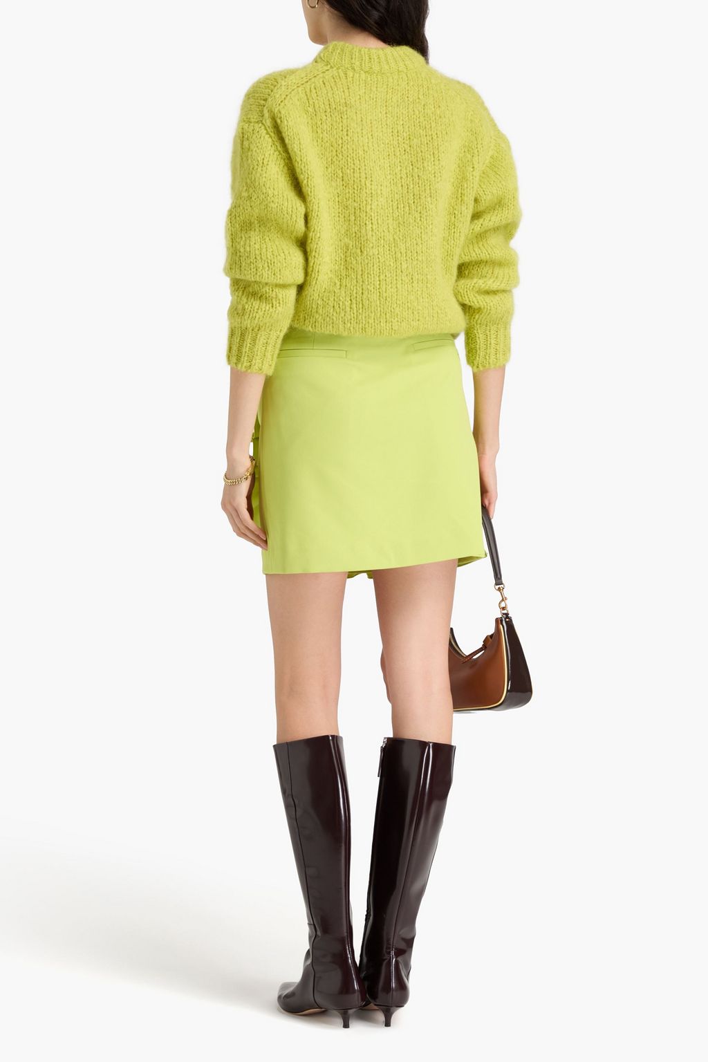 TORY BURCH 러플 디테일 트윌 미니 랩 스커트