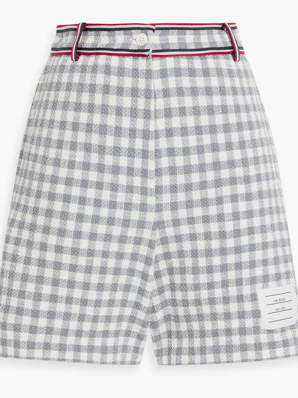 gingham cotton-blend bouclé shorts