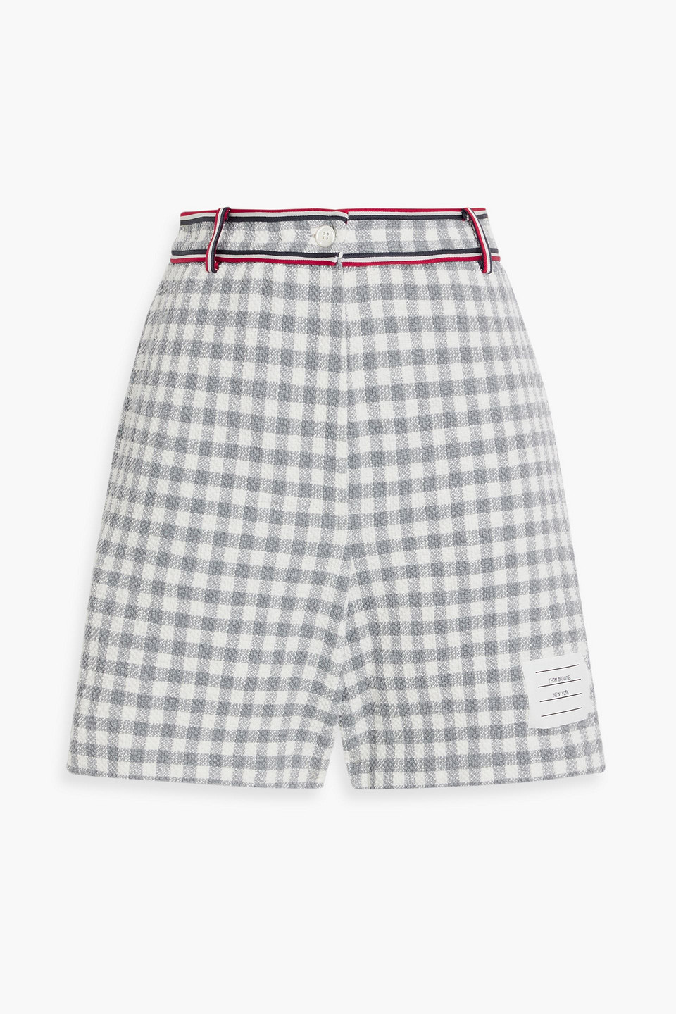 Thom Browne Gingham Cotton-blend Bouclé Shorts In Grey