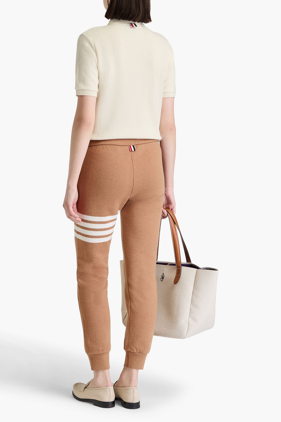 THOM BROWNE STRIPED COTTON-BLEND TRACK PANTS