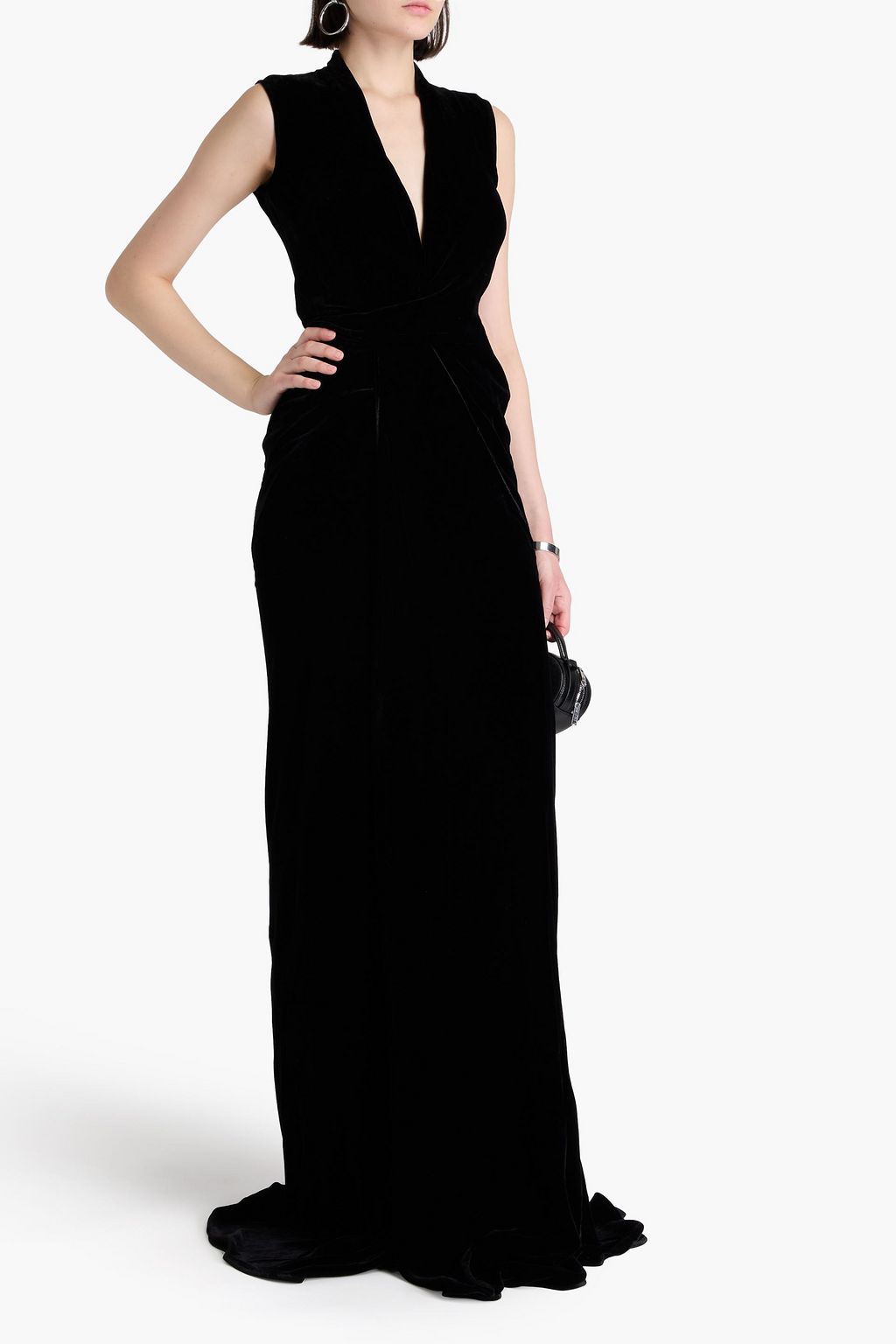 RICK OWENS Draped velvet wrap gown