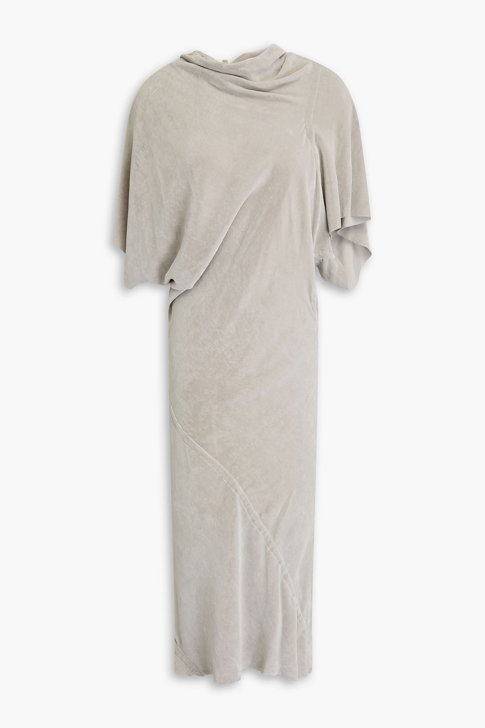 Rick Owens Seb Draped Velvet Dress In Steingrau
