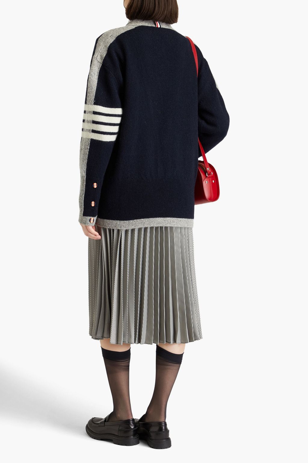 THOM BROWNE Oversized Donegal wool and mohair-blend cardigan