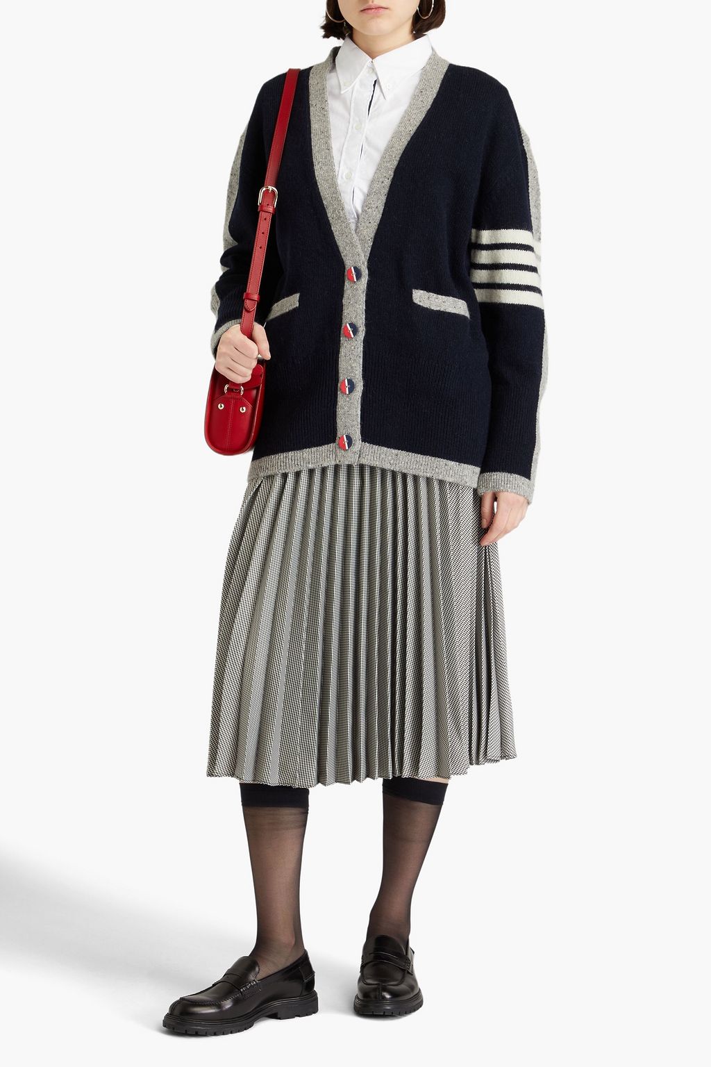 THOM BROWNE Oversized Donegal wool and mohair-blend cardigan