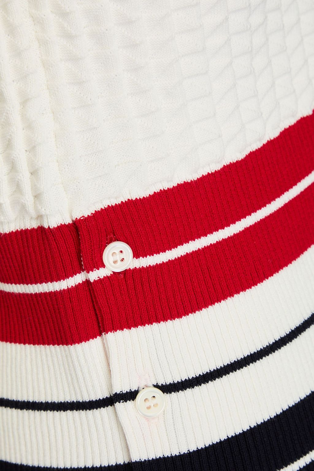 THOM BROWNE 텍스처드 니트 코튼 카디건
