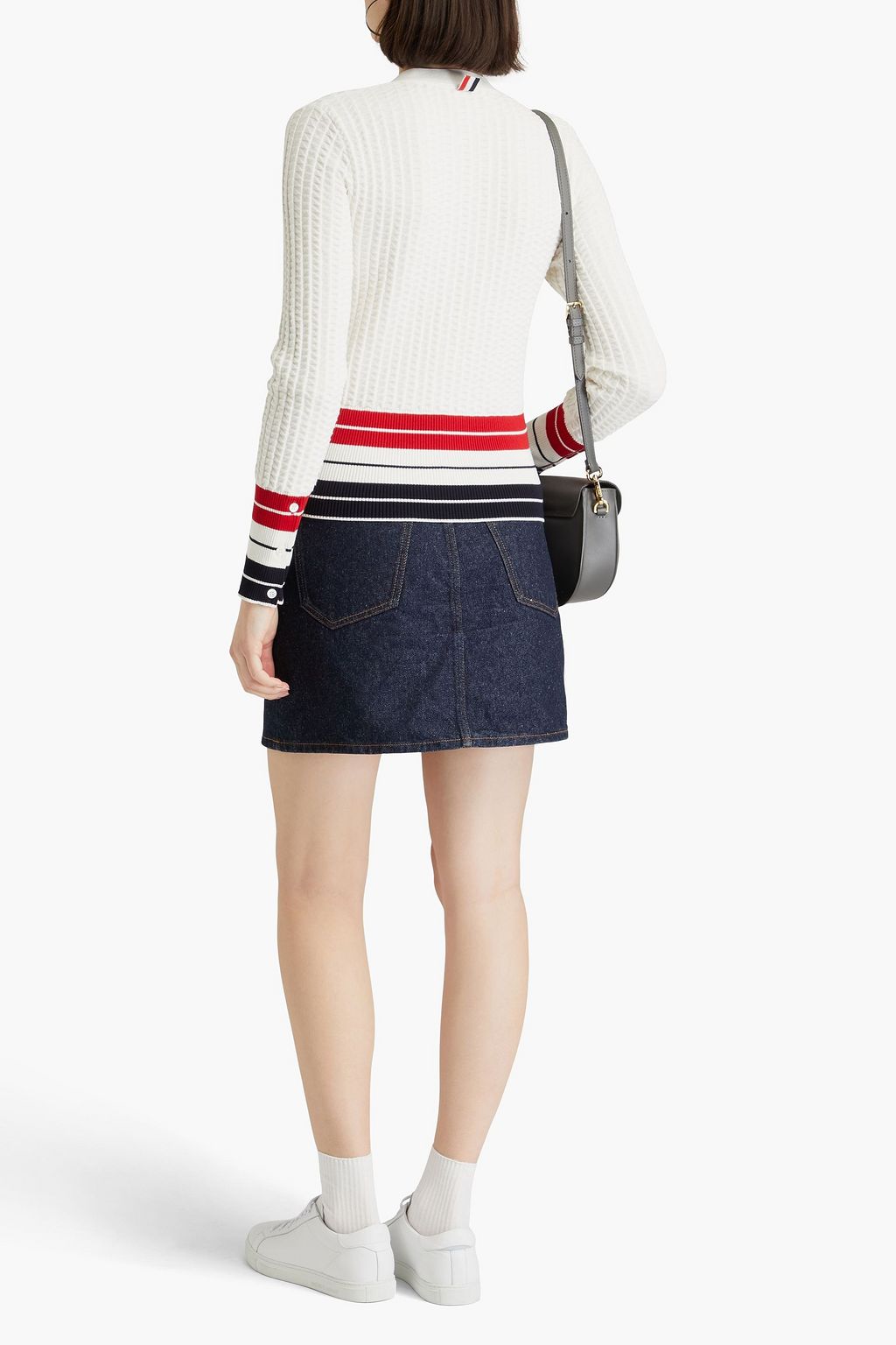 THOM BROWNE 텍스처드 니트 코튼 카디건