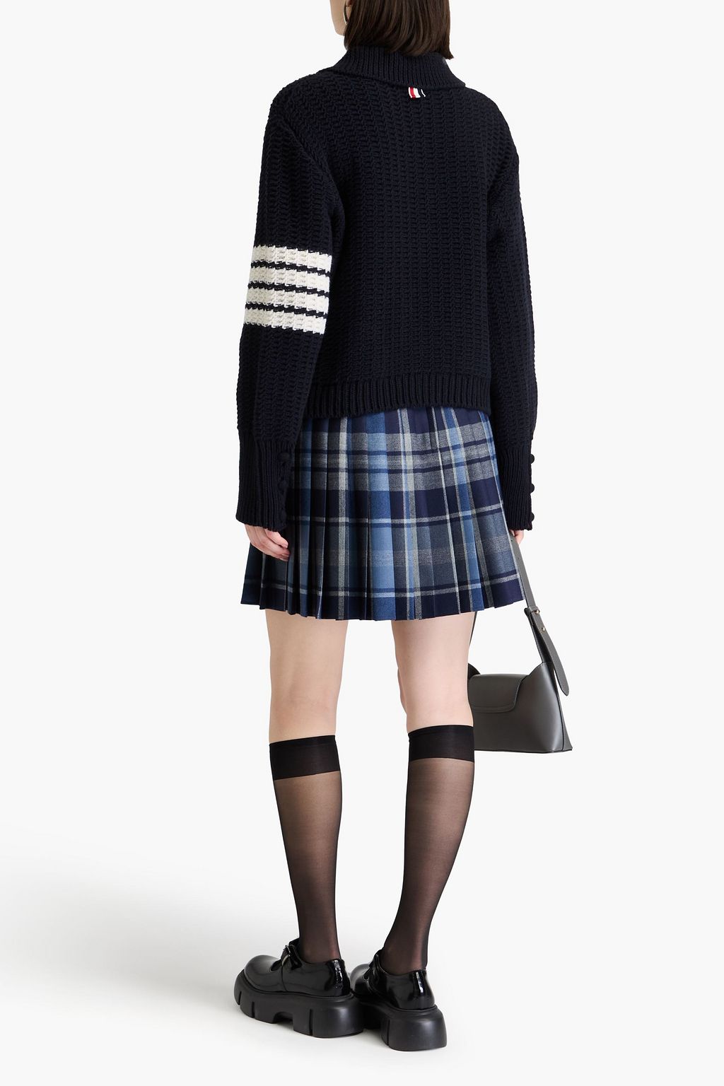 THOM BROWNE كارديغان من الصوف بتصميم مخطط