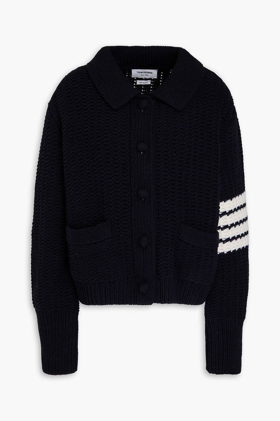 Thom Browne Cardigan Aus Wolle Mit Streifen In Marineblau