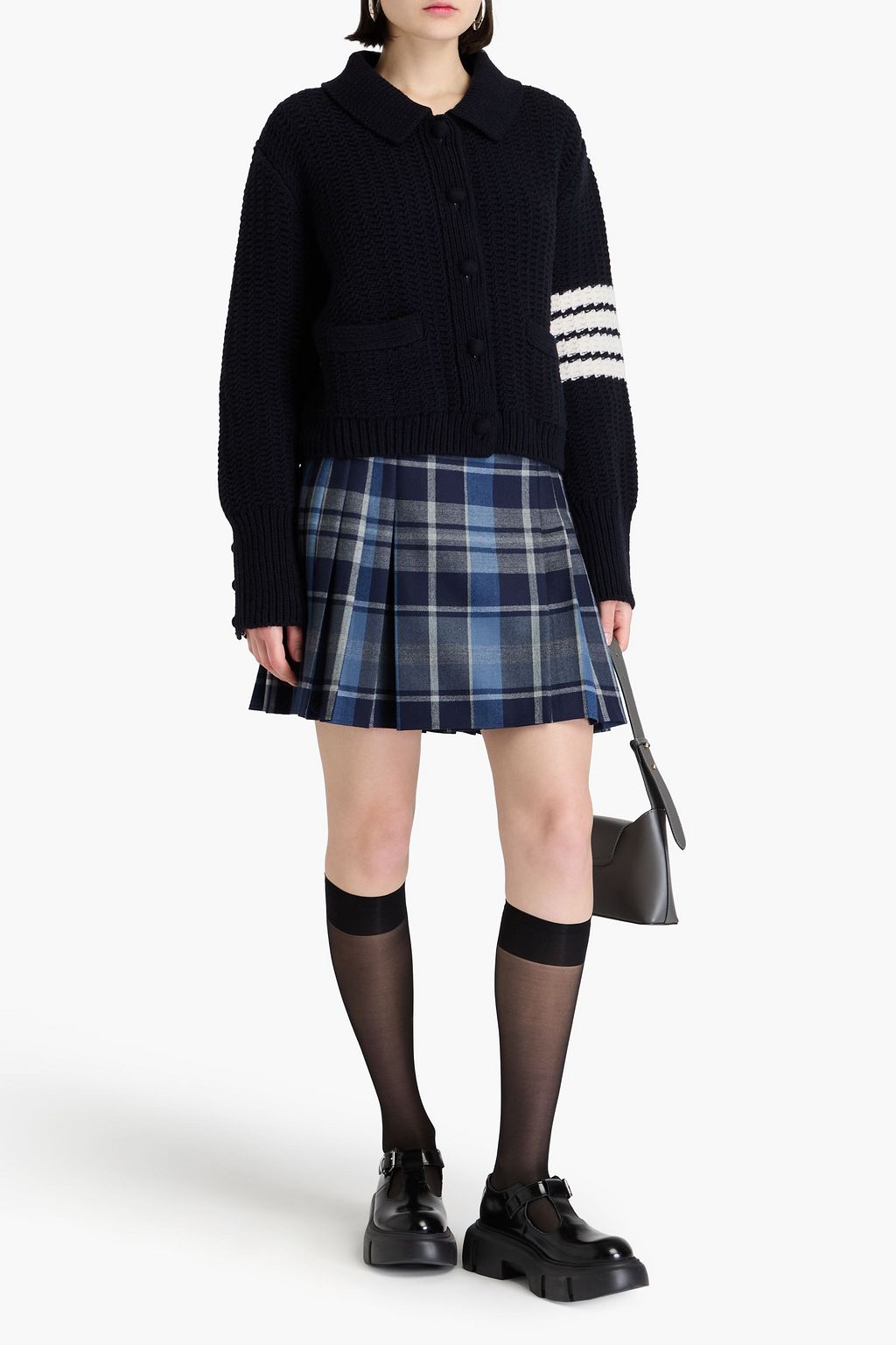 THOM BROWNE كارديغان من الصوف بتصميم مخطط