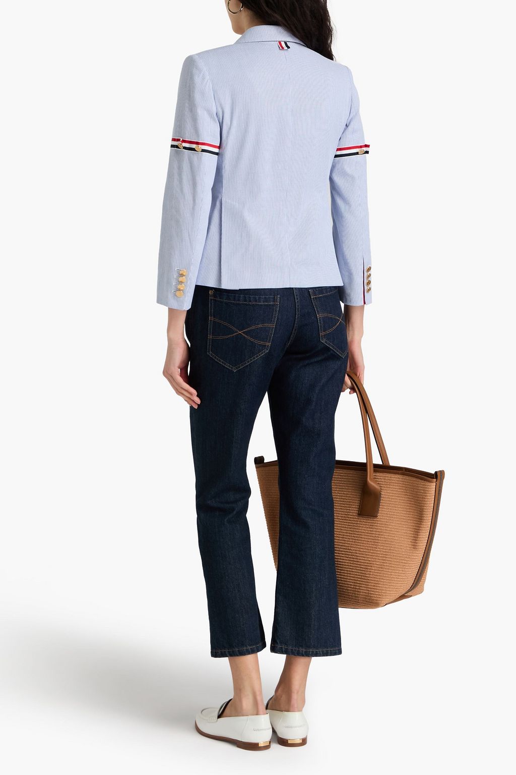 THOM BROWNE بليزر مخطط من القطن
