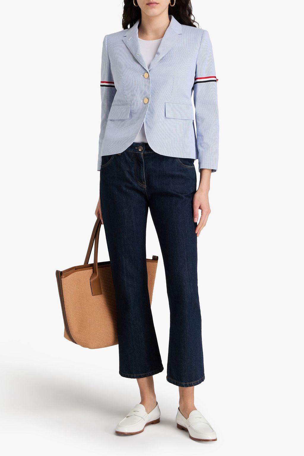 THOM BROWNE بليزر مخطط من القطن