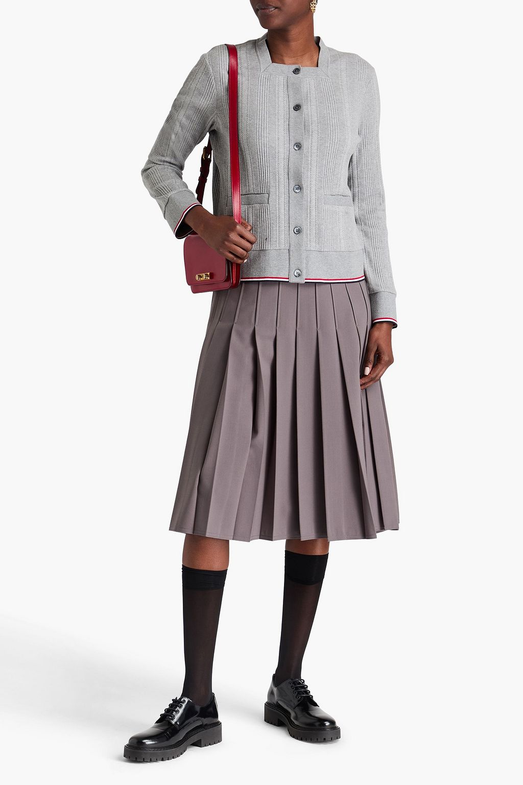 THOM BROWNE Ribbed cotton cardigan
