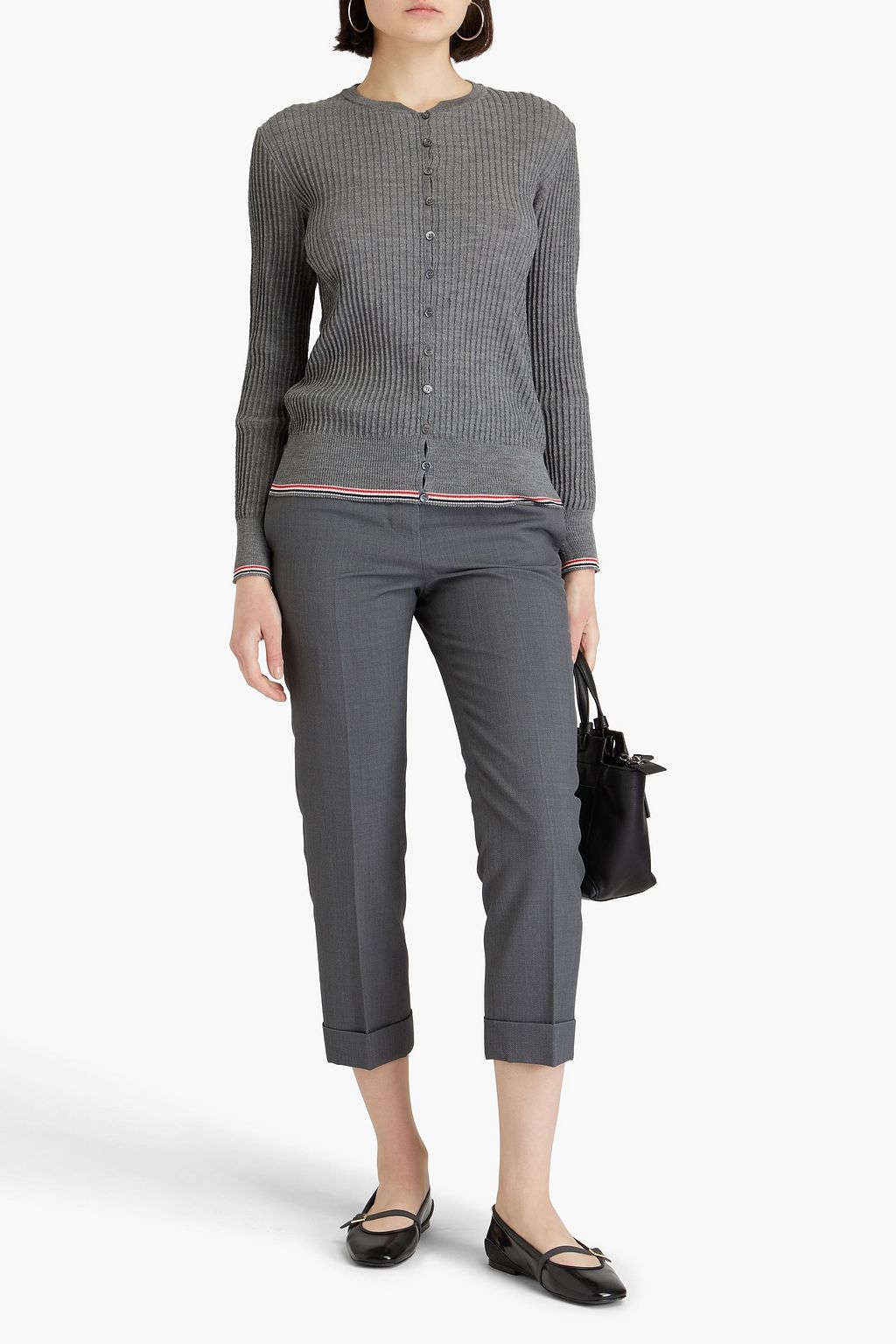 THOM BROWNE Ribbed wool-blend cardigan