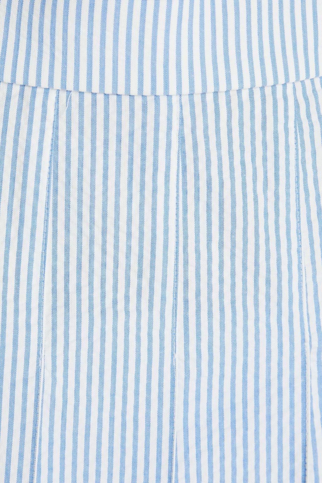 THOM BROWNE تنورة قصيرة من قماش سيرساكر القطني بتصميم مخطط بكسرات