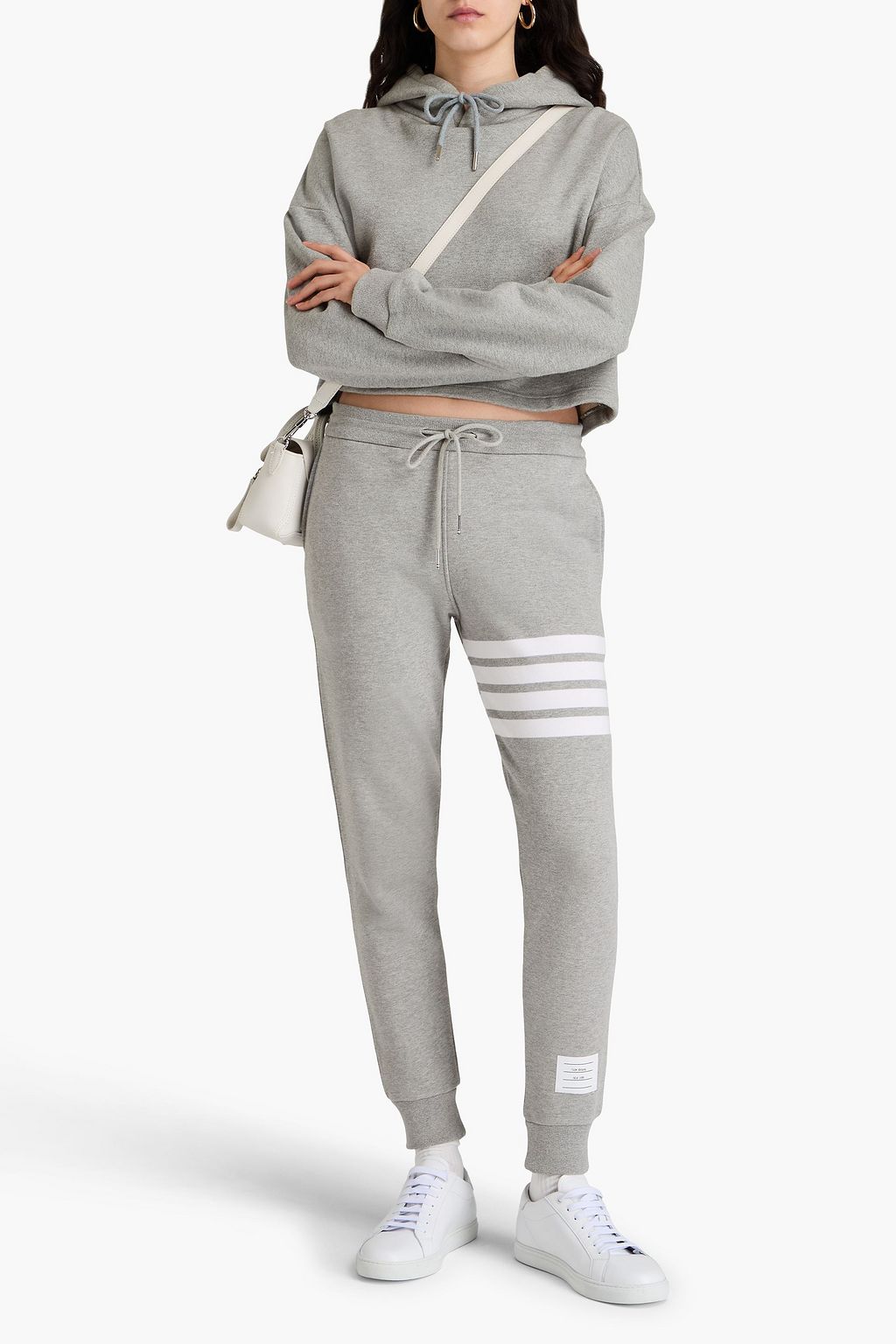 THOM BROWNE Striped French cotton-terry track pants