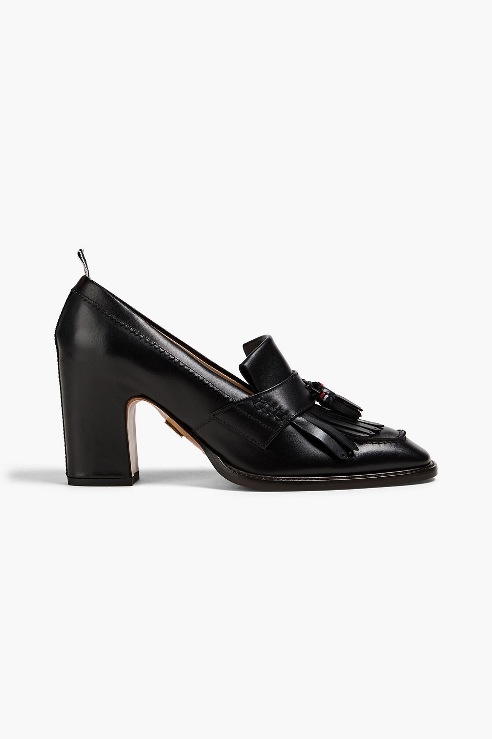 Thom Browne Fringed Leather Pumps In Black